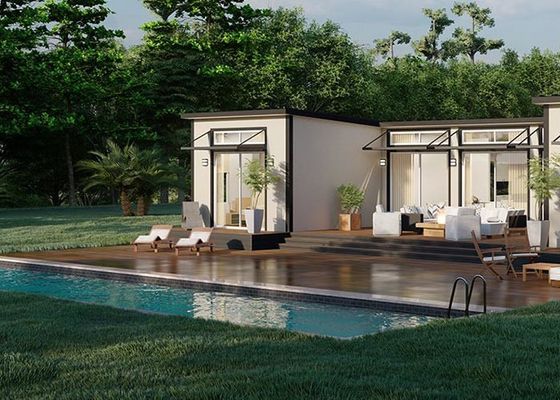 हल्के स्टील फ्रेम प्रीफैब हाउस ग्रेनी फ्लैट स्टूडियो मोबाइल हाउस किट जिसमें 3 बेडरूम 2 बाथरूम हैं