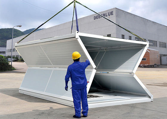 इमरजेंसी शेड के रूप में सस्ते 20FT 40FT प्रीफैब फोल्डेबल फ्लैट पैक मॉड्यूलर फोल्डिंग कंटेनर हाउस