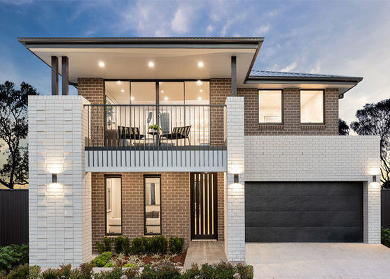 सीई/एनजेड मानक 2-मंजिला लक्जरी प्रीफैब हाउस स्टील फ्रेम एकल परिवार घर