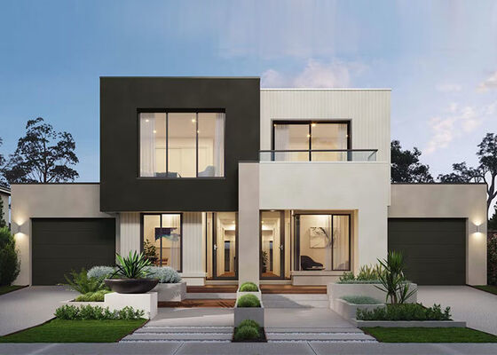 कस्टमाइज्ड मॉडर्न लाइट स्टील स्ट्रक्चर प्रीफैब्रिकेटेड विला हाउस फ्रेम मॉड्यूलर किट फॉर 3 बेडरूम