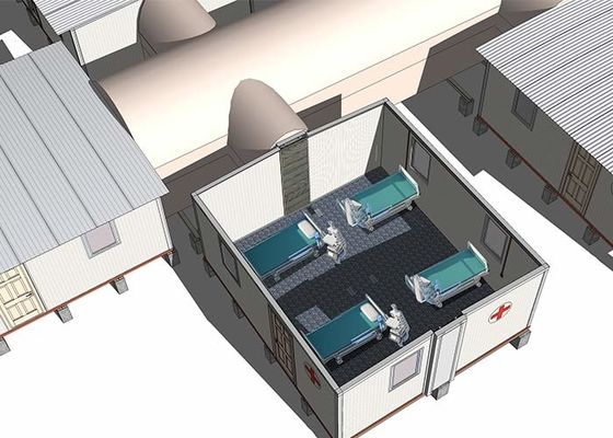 पूर्वनिर्मित मॉड्यूलर हाउस मोबाइल फील्ड अस्पताल आपदा क्षेत्र के लिए आपातकालीन आवास