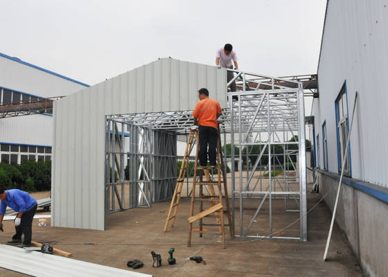China White Moisture Proof Construction Steel Metal  Shelters / Car Sheds With Light Steel Frame